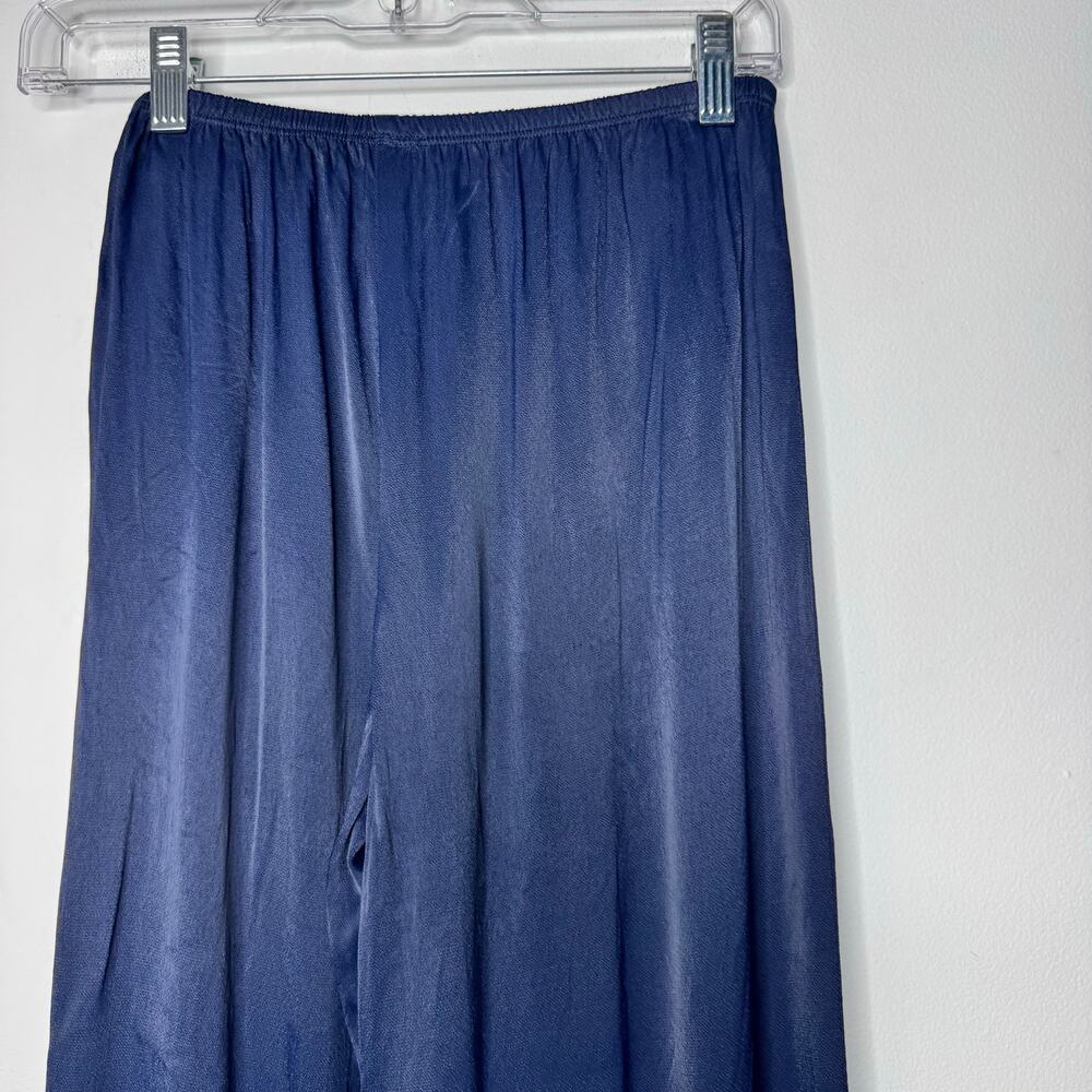 Donni Silky Simple Pants Navy Satin Wide Leg Elastic Waist Size XS - Picture 10 of 12